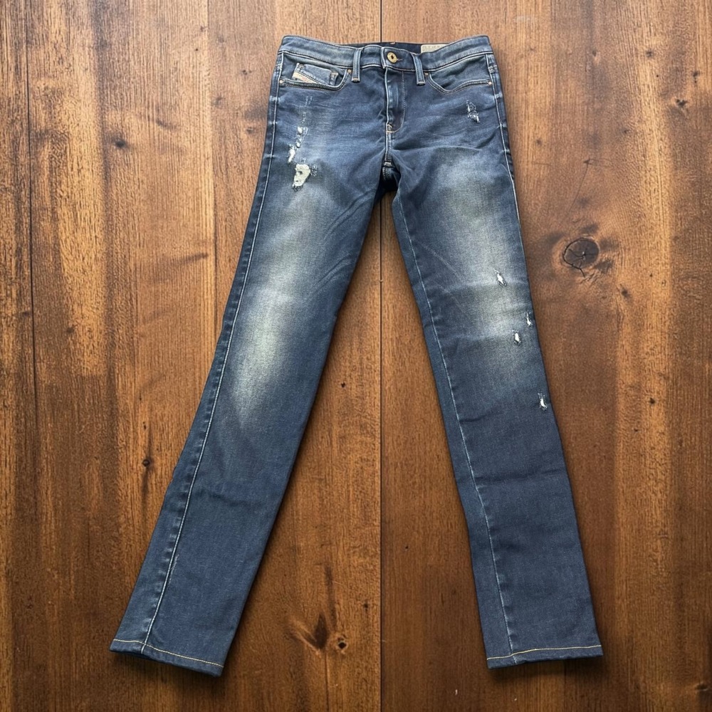 Diesel Skinzee Super Slim Skinny Jeans Wash 0832R Blue Distressed W27 L32